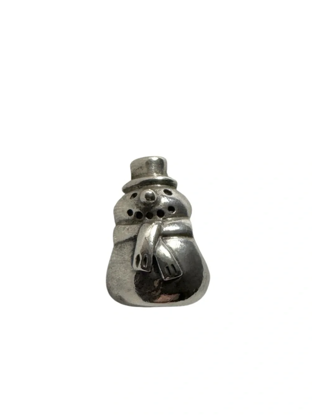 Authentic Pandora Retired Classic Snowman Hat Scarf Charm Sterling Silver 790374